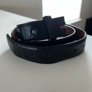 Men’s Black Leather Full Quill Ostrich Belt Size 36